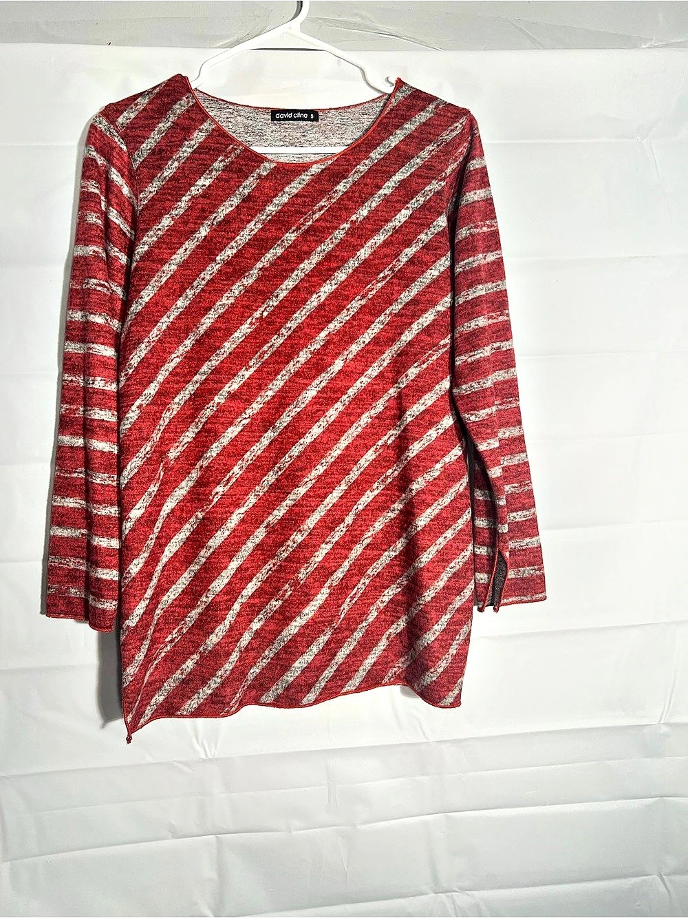 David Cline Women's Striped Long Sleeve Tunic Red & Gray Small Like New